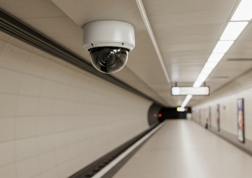 Videoüberwachung: kamera in einer U-Bahn-Station