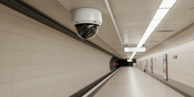 Videoüberwachung: kamera in einer U-Bahn-Station